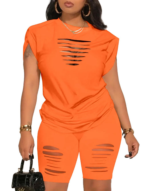 2 Piece Summer Sweatsuits Biker Short Set