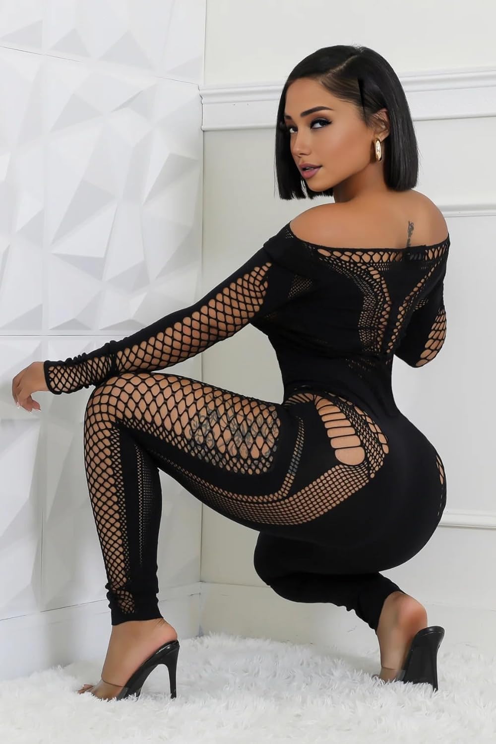 Women's Sexy See Through Mesh Jumpsuit