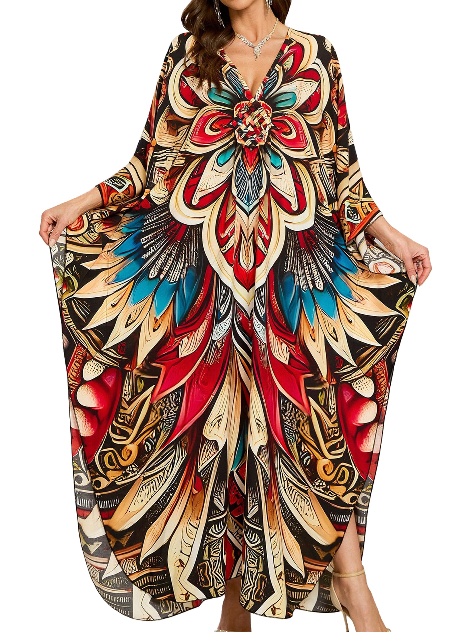 Kaftan Dresses Plus Size V-Neck Cover -Up