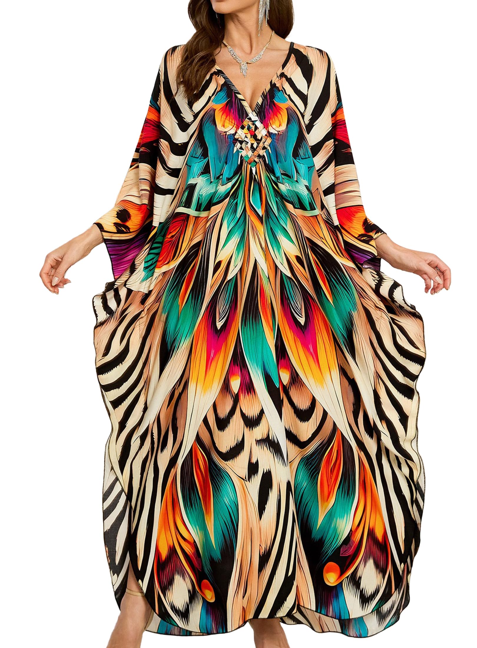 Kaftan Dresses Plus Size V-Neck Cover -Up
