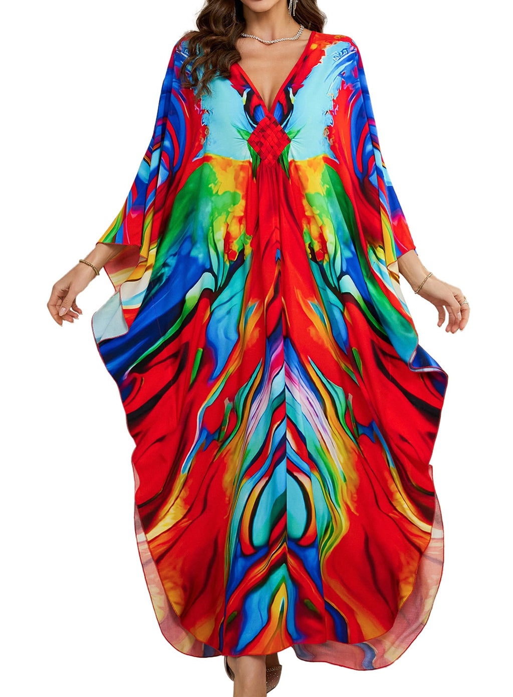Kaftan Dresses Plus Size V-Neck Cover -Up