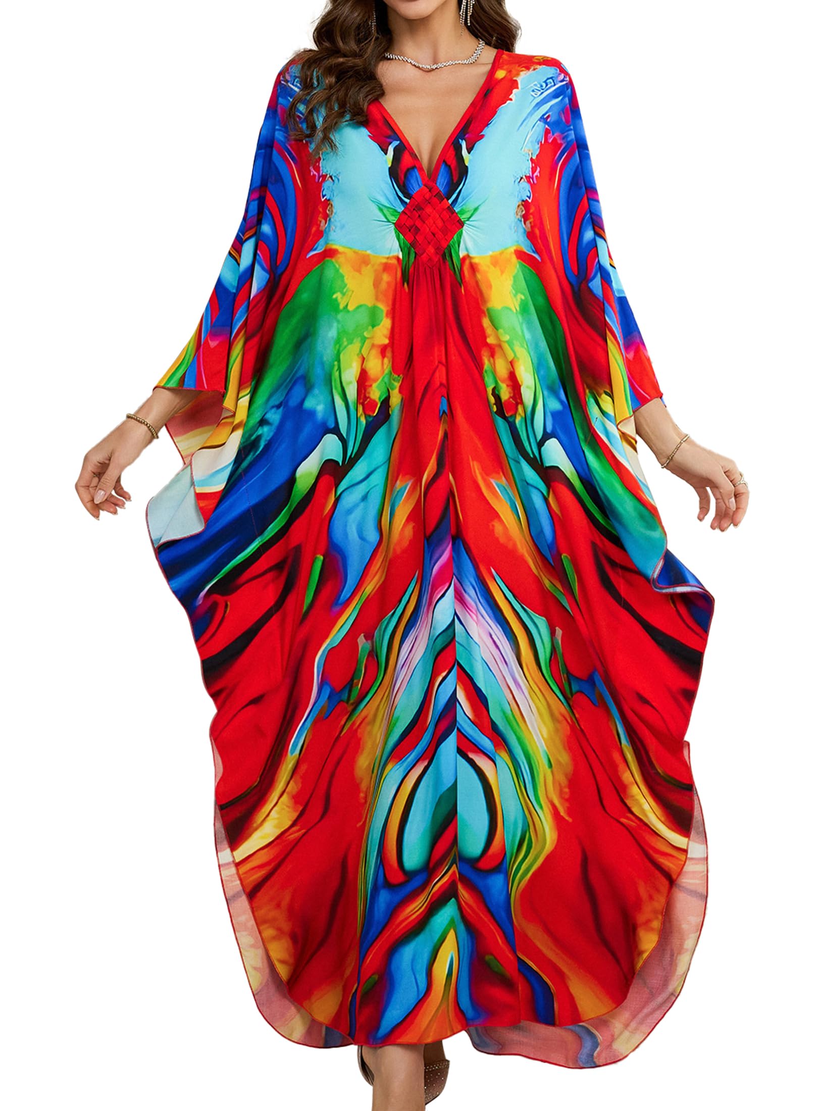 Kaftan Dresses Plus Size V-Neck Cover -Up